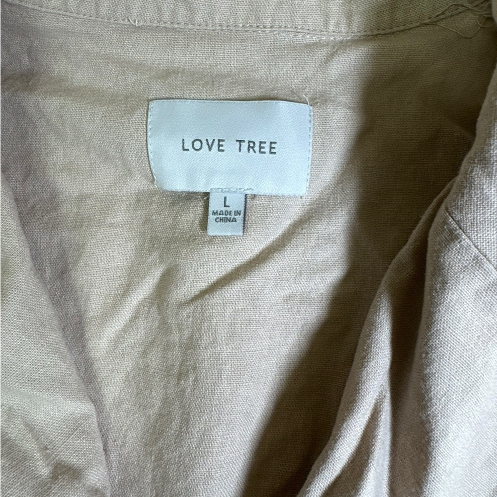 Love Tree Sleeveless‎ Double-Breasted Romper – Size L, Beige Linen Blend - Picture 3 of 6